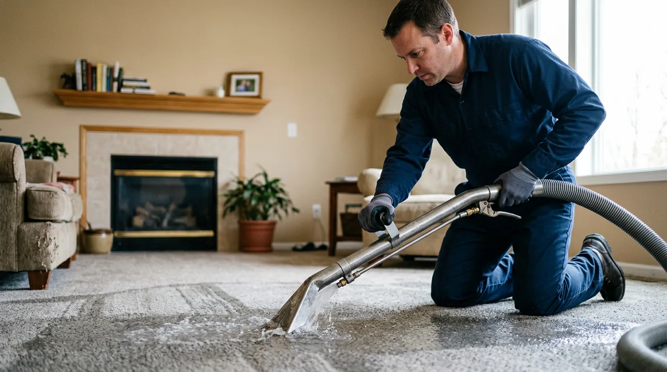 Water damage restoration technician working near Ulysses, KS